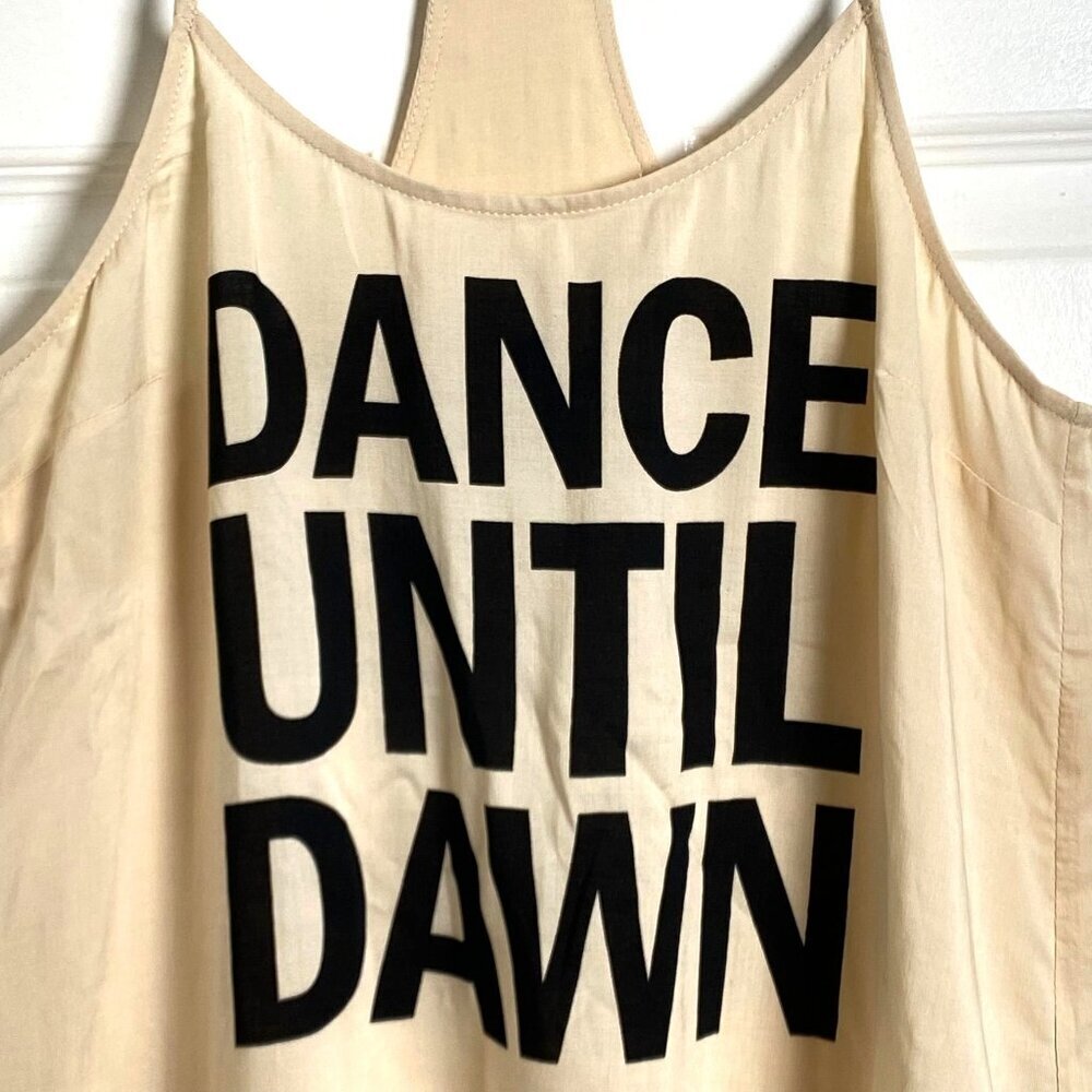 Divided Dance Until Dawn Strappy Graphic Camisole Top Size 6 Cream Black - Picture 2 of 8